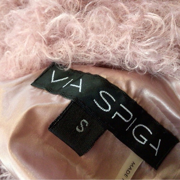 Via Spiga Reversible Curly Fun Fur Car Coat, Small, Dusky pink - Picture 8 of 10